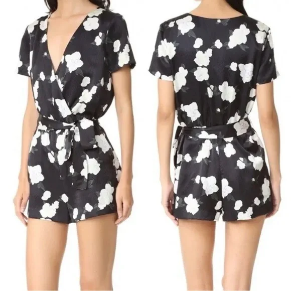 Club Monaco Black Silk Zemphira Romper Size 00 - Picture 2 of 7